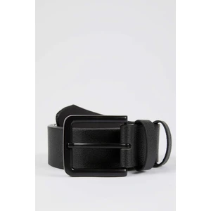 DEFACTO Men's Rectangle Buckle Faux Leather Belt