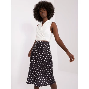 Black and white polka dot midi skirt A-line