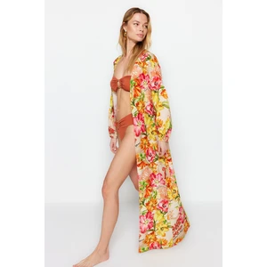 Trendyol Maxi Woven Kimono & Kaftan with Floral Pattern Belt