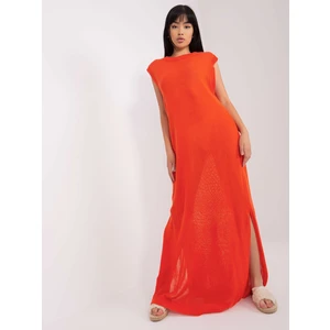 Orange knitted dress of waistcoat cut