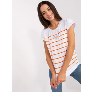 White-orange striped women's blouse