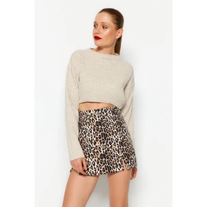 Trendyol Stone Super Crop Podstawowy Sweter Z Dzianiny