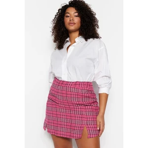 Trendyol Curve Fuchsia Plaid Patterned Tweed Skirt