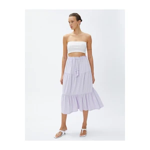 Koton Tiered Midi Skirt with Tie Waist