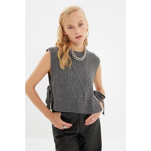 Trendyol Anthracite Side Tie Detailed Knitwear Sweater