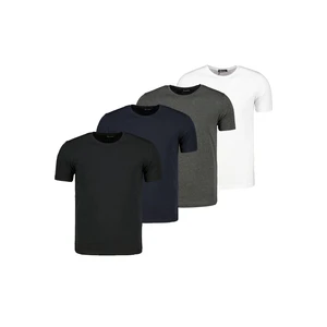 QUAD SET T8569 DEWBERRY BIKE COLLAR MEN'S T-SHIRT-BLACK-ANTRASİt-LACİVERT-WHITE