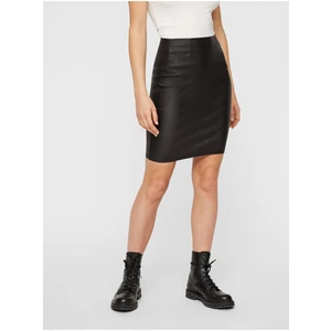 Black Leatherette Skirt Pieces Paro - Women