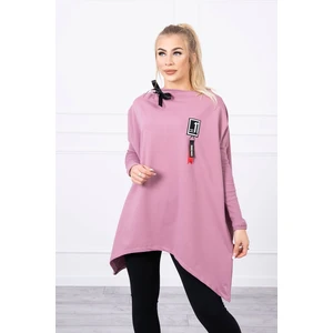 Oversize sweatshirt with asymmetrical sides dark pink