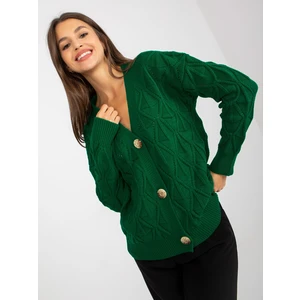 Dark green openwork cardigan with RUE PARIS buttons