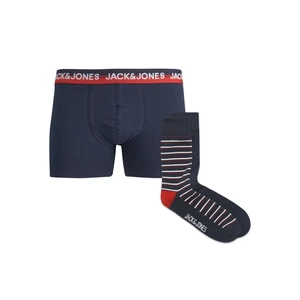 Jack&Jones Pánska sada - boxerky a ponožky JACMAZON 12210741 Navy Blazer Navy Blazer - Navy Blazer S