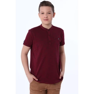 Boys' shirt with buttons, burgundy