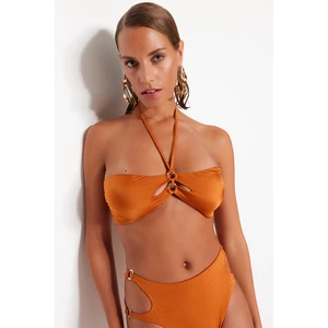 Trendyol Bikini Top - Brown - Plain