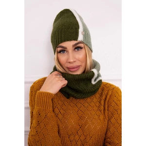 Tříbarevný dámský set P103 khaki+mint