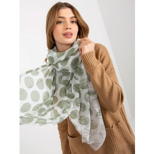 Green women's scarf with print and application