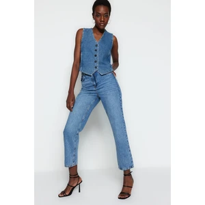 Trendyol Blue High Waist Straight Jeans