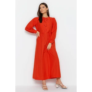 Trendyol Red Eyelet Detail, Woven Cotton Dress