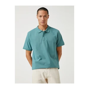 Koton Basic T-Shirt Polo Neck Button Detailed