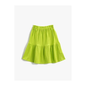 Koton Ruffle Midi Skirt, Tiered Elastic Waist.