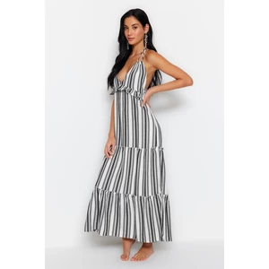 Trendyol Striped Maxi Weave Ruffled Beach Dress