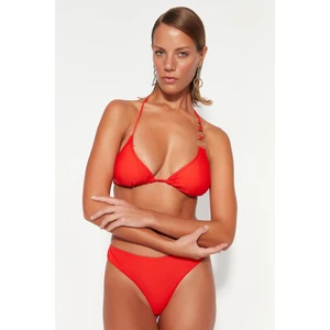 Trendyol Red Triangle Accessorized Bikini Top