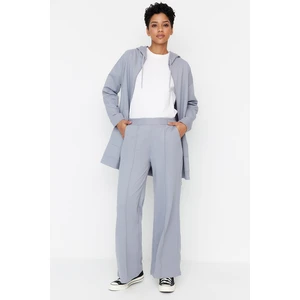 Trendyol Light Blue High Waist Wide Legs Rib Detailed Wide Leg Knitted Sweatpants