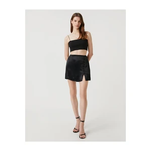 Koton Satin Mini Skirt with Slit Button Detailed