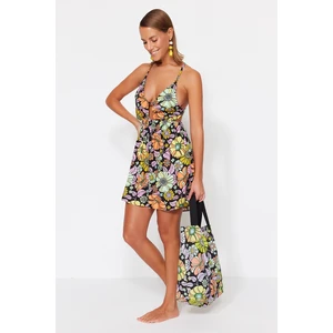 Trendyol Floral Print Mini Woven Cut Out/Window Beach Dress