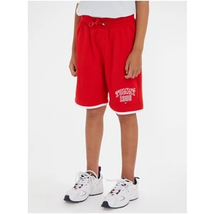 Červené klučičí kraťasy Tommy Hilfiger Tommy Varsity Sweatshorts TOMMY - Kluci