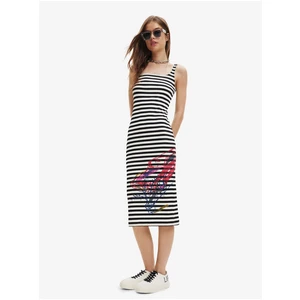 White and Black Women Striped Dress Desigual Carpark - Women