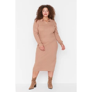 Trendyol Curve Camel Polo Neck Sweater Dress