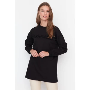 Trendyol Black Frill Detailed Knitted Tunic