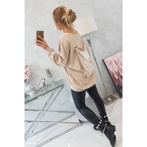 Oversized V-neck sweatshirt beige