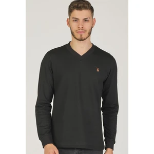 V4002 DEWBERRY V COLLAR MEN'S SWEATSHIRT-BLACK