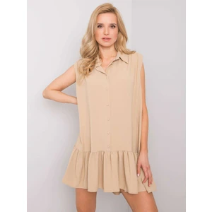 Beige dress with a frill Odelia RUE PARIS