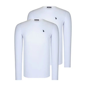 DOUBLE SET T8588 DEWBERRY ROUND COLLAR MEN'S SWEATSHIRT-WHITE-WHITE