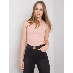 RUE PARIS Dirty pink ribbed top