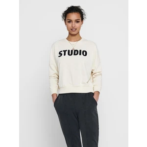 Cream sweatshirt with inscription ONLY Edith - Women