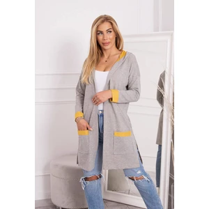 Two-tone cape with hood mustard+grey