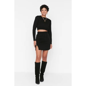 Trendyol Black Mini Scallop Detailed Knitwear Bottom-Top Set