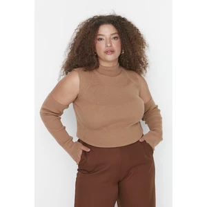 Trendyol Curve Brown Shoulder Detailed Knitwear Sweater