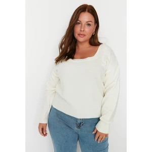 Trendyol Curve Plus Size Sweater - Ecru - Regular fit