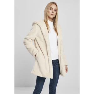 Ladies Hooded Teddy Coat Offwhite