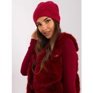 Burgundy women's beanie with rhinestones