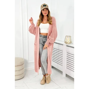 Sweater long powder pink cardigan