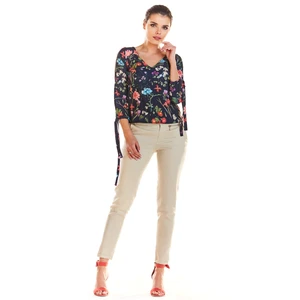 Infinite You Woman's Blouse M191 Navy Blue Flowers