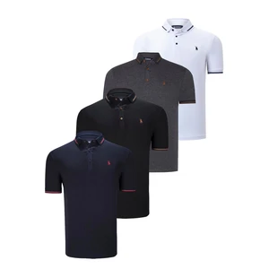 QUADRUPLE SET T8586 DEWBERRY MEN'S T-SHIRT-BLACK-WHITE-NAVY-ANTHRACITE