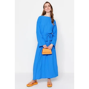 Trendyol Saxe Blue Belted Woven Dress