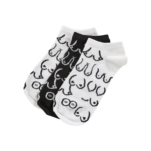 Body Positivity No Show Socks 3-Pack white/black