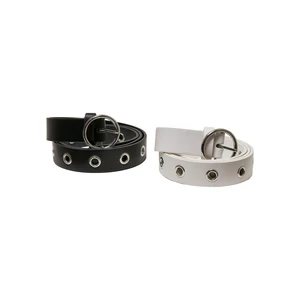 Synthetic leather eyelet strap 2 packs black/white