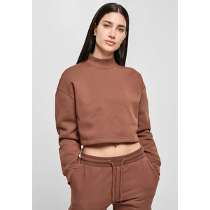 Ladies Cropped Oversized Sweat High Neck Crew Bark